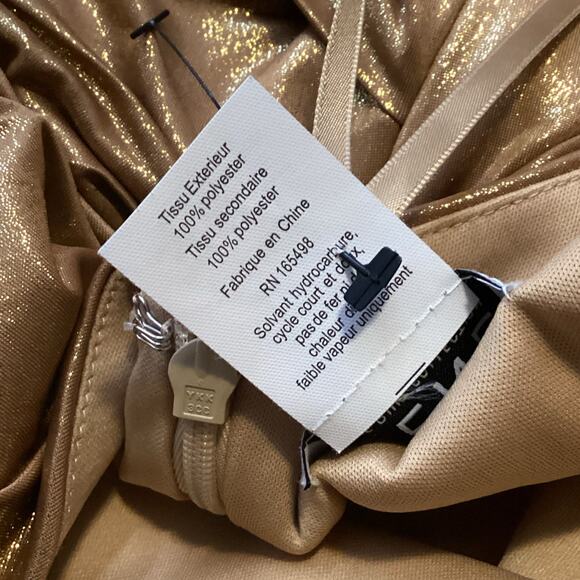 Rene Ruiz Metallic Gold One Shoulder Ruched Midi Cocktail Dress 4 NWT - Picture 8 of 10